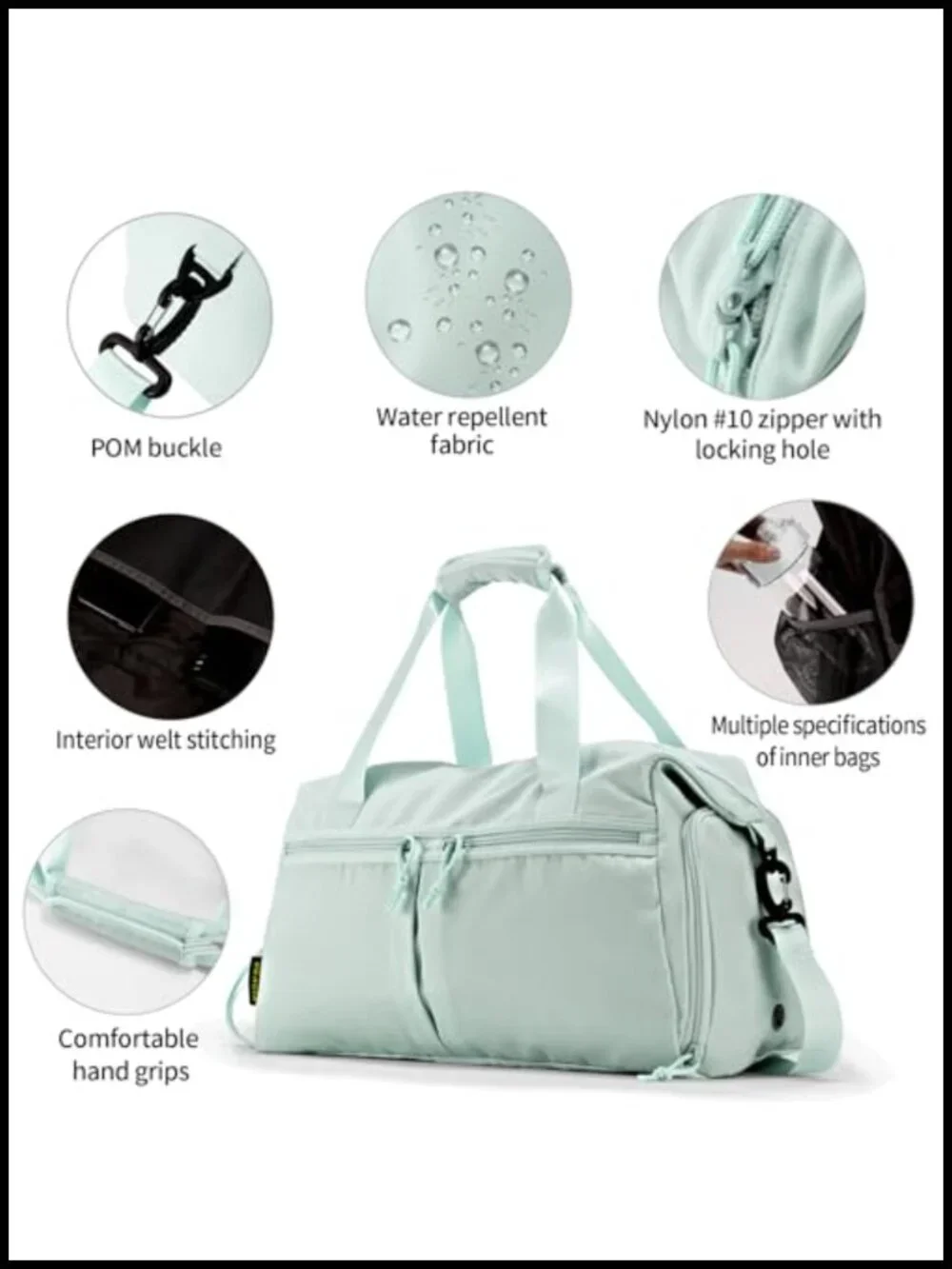 Luggage Overnight Duffel Bag with Shoe Compartment for Men Women